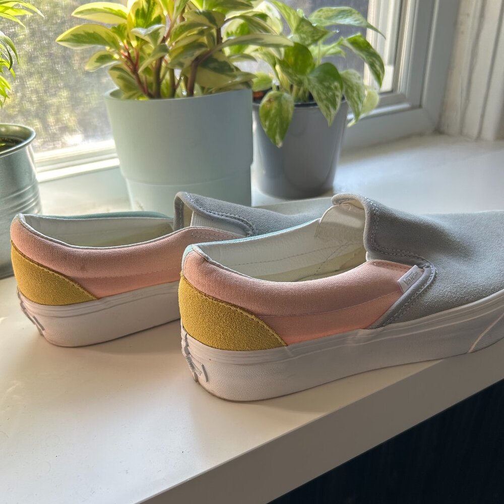 Van's slip on  - women's - tri colour - mustard/grey/coral